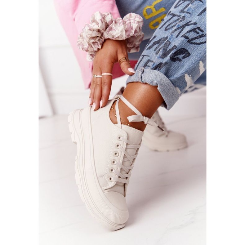 Dámské tenisky, béžové, cestování na velkých podrážkách béžový 1