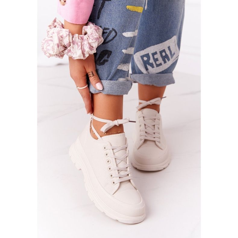 Dámské tenisky, béžové, cestování na velkých podrážkách béžový 2