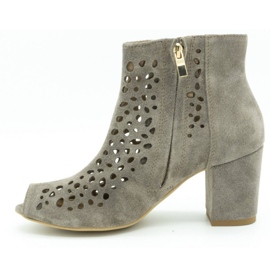 Exousite Prolamované kožené boty pro ženy 1184 šedé šedá 1