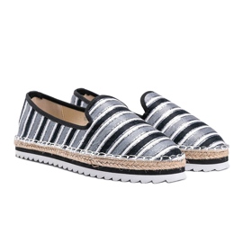 Černé pruhované espadrilky z Ottawy černý šedá 1