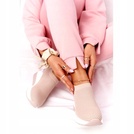 Prolamované tenisky nazouvací na klínové béžové HO248 Harmony béžový 1