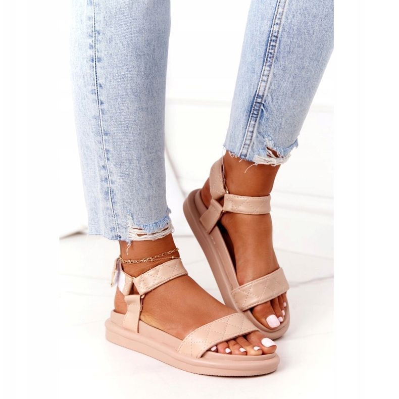 SEA Sandály na platformě s prošívací béžovou CK197P Turn Around béžový 3