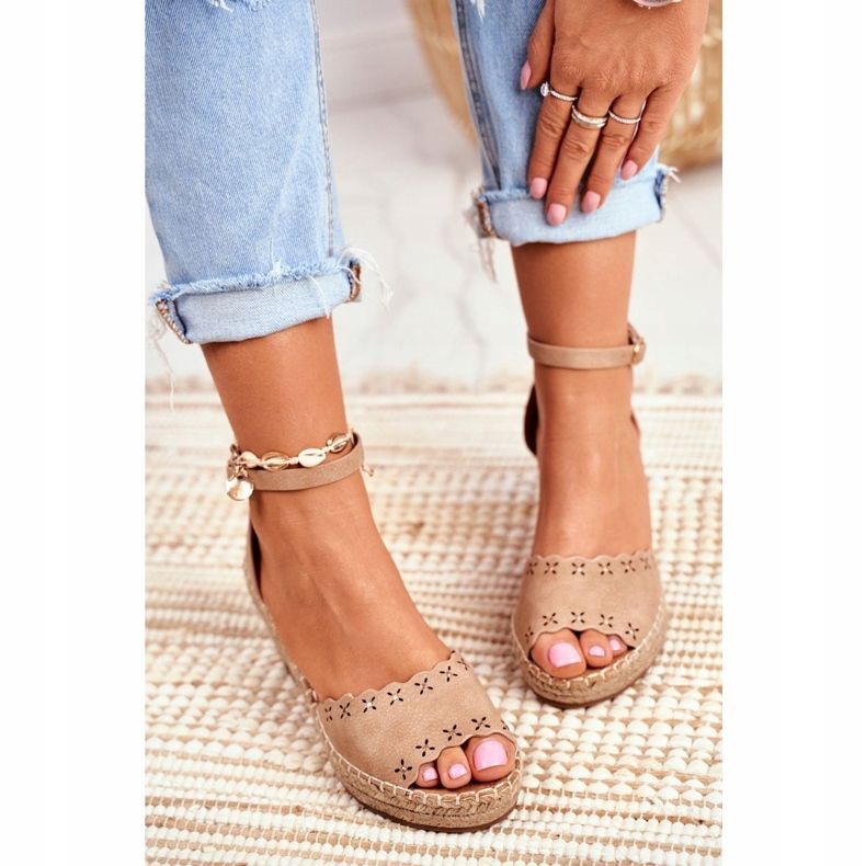 EVE Dámské sandály na klínku Espadrilles Beige 9SD98- 0953 Sagittarius béžový 3