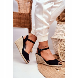 Dámské sandály na pleteném klínu Big Star černé DD274A209 černá 1