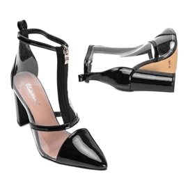 Boty na sloupku s průhledným svrškem Kiki černá 2