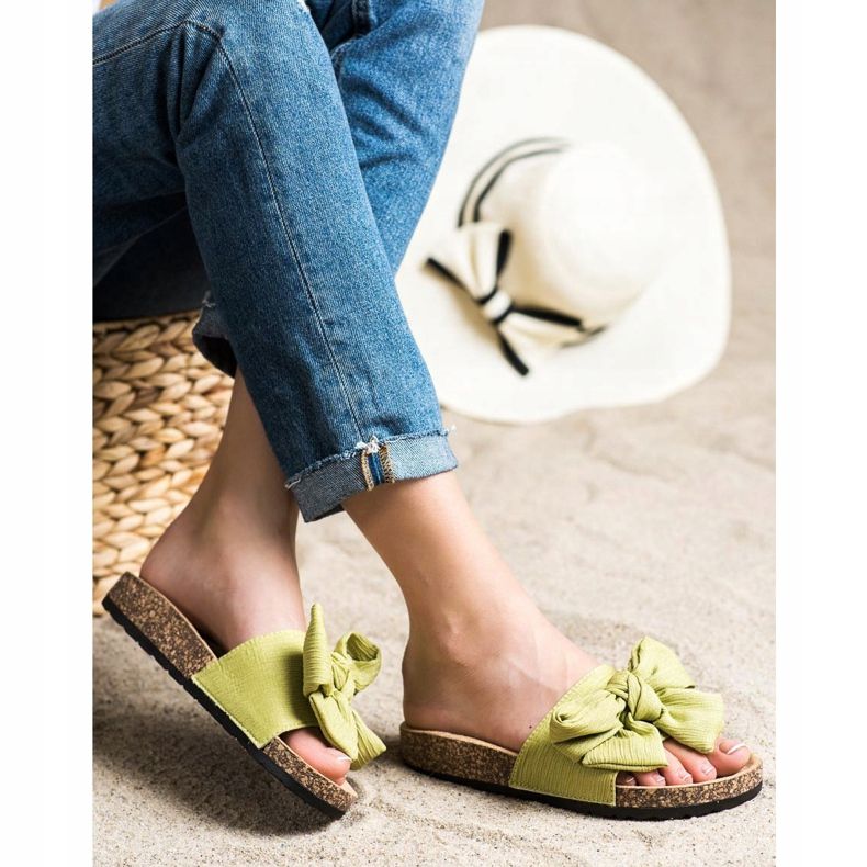 SHELOVET Pantofle s mašlí zelená 1