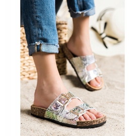 SHELOVET Pantofle s efektem Holo stříbrný šedá vícebarevný 2