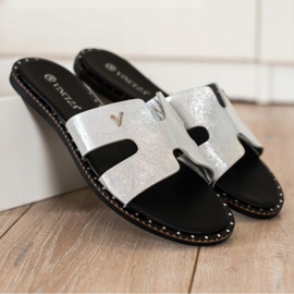 Třpytivé pantofle VINCEZA stříbro 1