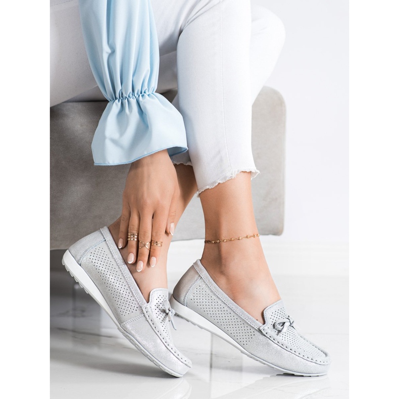 Goodin Kožené Boty S Mašlí stříbrný šedá 1 Goodin Kožené Boty S Mašlí stříbrný šedá 1