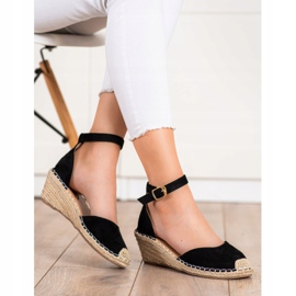 SHELOVET Klínové espadrilky černý 1