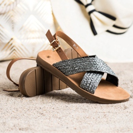 SHELOVET Pohodlné pletené sandály černý 1