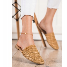 SHELOVET Slámové pantofle hnědý 2