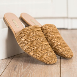 SHELOVET Slámové pantofle hnědý 1