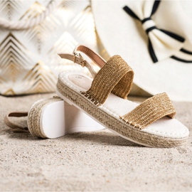 SHELOVET Pletené sandály na platformě béžový oranžový 1