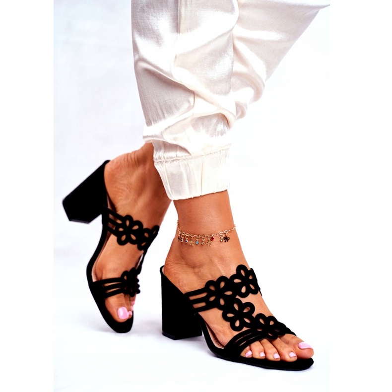 Dámské pantofle na vysokém podpatku Sergio Leone černé SK031 černá 2