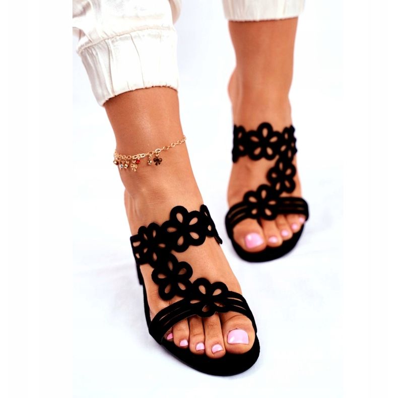 Dámské pantofle na vysokém podpatku Sergio Leone černé SK031 černá 3