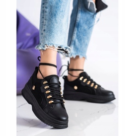 SHELOVET Černé tenisky na platformě černá 2