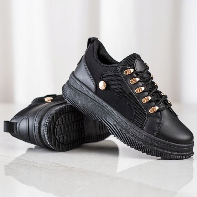 SHELOVET Černé tenisky na platformě černá 1