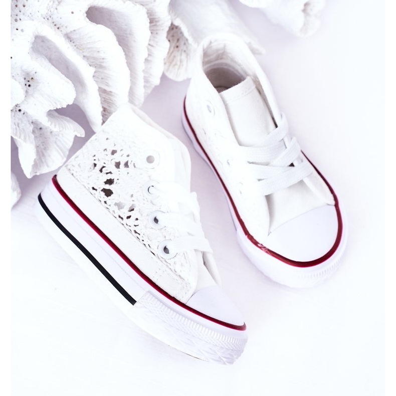 Dětské vysoké tenisky s krajkovým bílým roly-poly 2