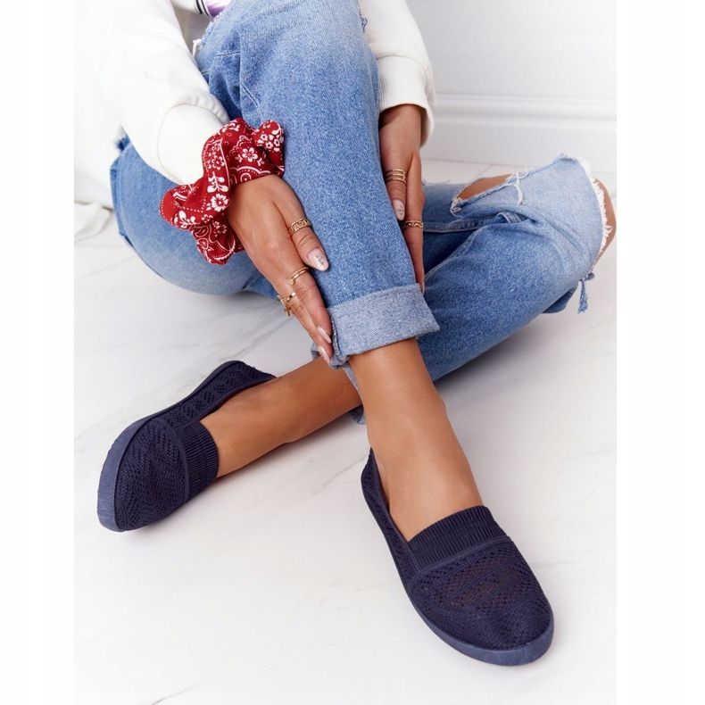Prolamované nazouvací tenisky Navy Blue Chillout námořnická modř 1