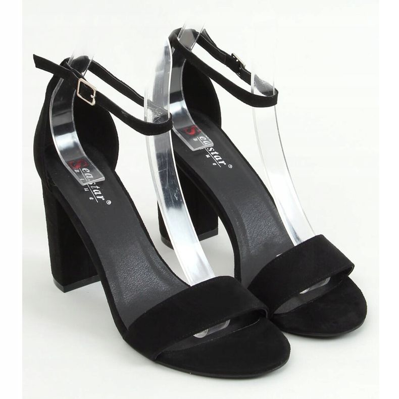 Černé sandály na sloupku AF03P Černá 1 Černé sandály na sloupku AF03P Černá 1