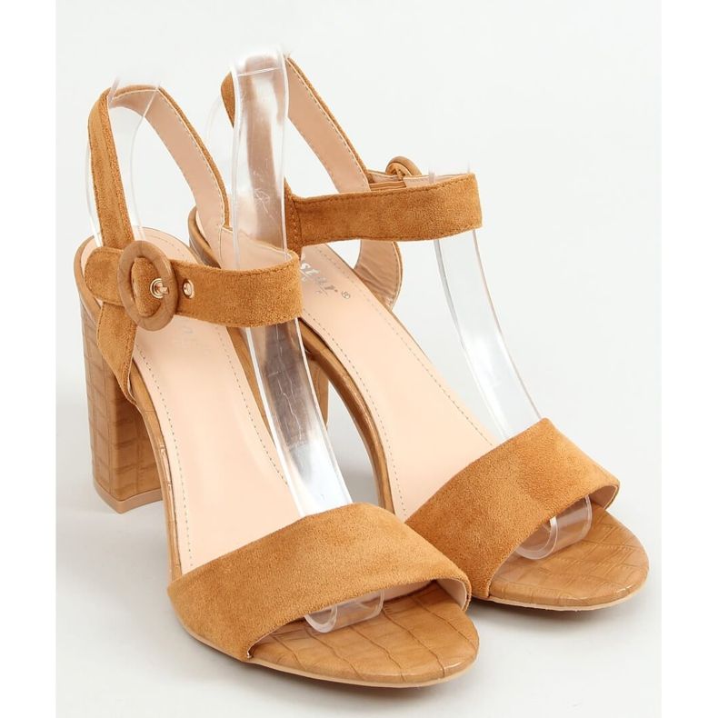 Velbloudí sandály na vysokém podpatku SL1008P Camel hnědý vícebarevný 1