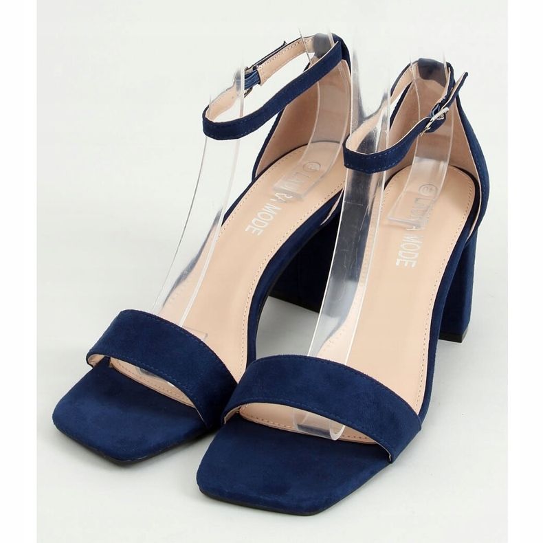 Sandály na vysokých podpatcích námořnická modř QL-169 Blue 1