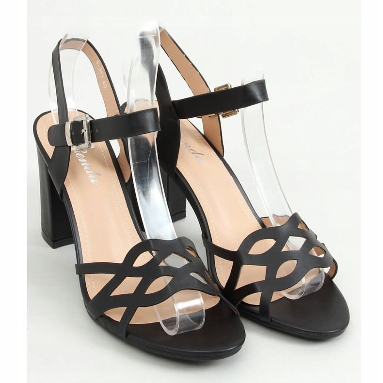 Černé sandály na vysokém podpatku S-863 černá 1