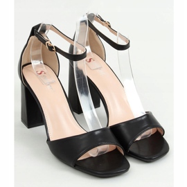 Sandály se čtvercovými podpatky, černé TU173P-PU Black Pu černá 1