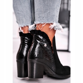 Dámské kozačky na podpatku, kožená jarní Maciejka černá 04833-01 2