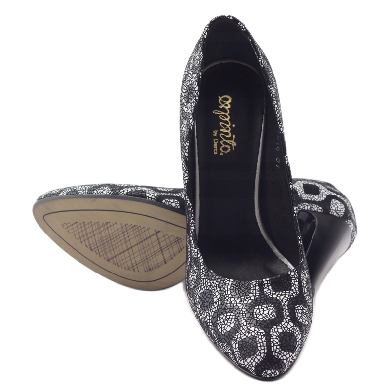 Espinto Lodičky Na Černém / Bílém Podpatku bílý černá 3