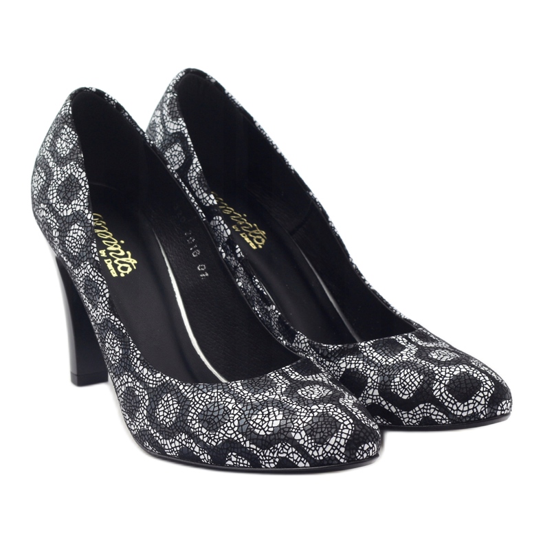 Espinto Lodičky Na Černém / Bílém Podpatku bílý černá 4