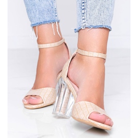 Béžové lodičky na sloupku s průhlednou patou No Fear béžový 1