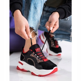 Tenisky na platformě FASHION černý červený 2