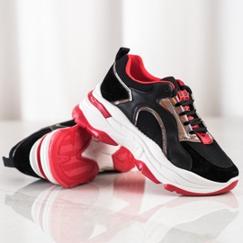 Tenisky na platformě FASHION černá červené 1