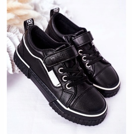 Dětské kožené tenisky se suchým zipem Big Star HH374029 černé černá 2