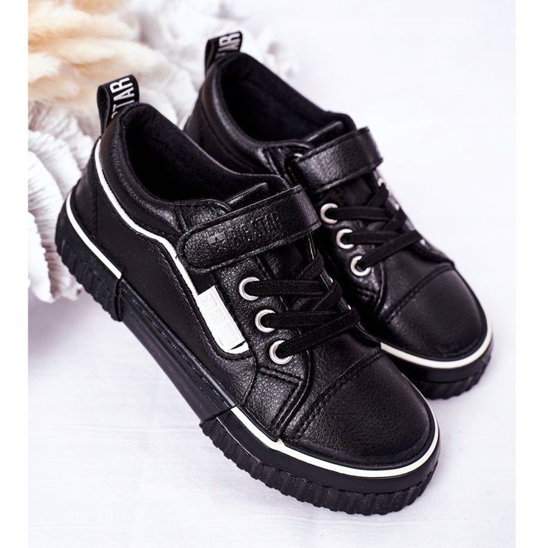 Dětské kožené tenisky se suchým zipem Big Star HH374029 černé černá 2