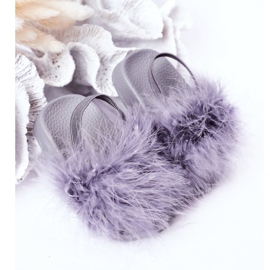 FR1 Dětské gumové pantofle s kožešinou světle šedé Skylar šedá 2