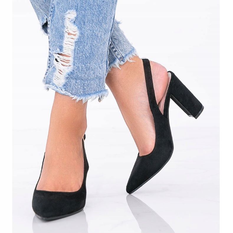 Černé lodičky na sloupku Pho černá 1