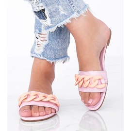 Růžové pantofle s řetízkem Colorado růžový 1