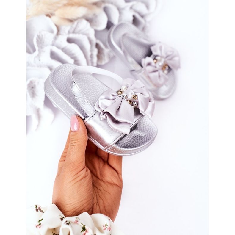 FRROCK Dětské dívčí skluzavky Bow Pearl Silver Senari šedá 2