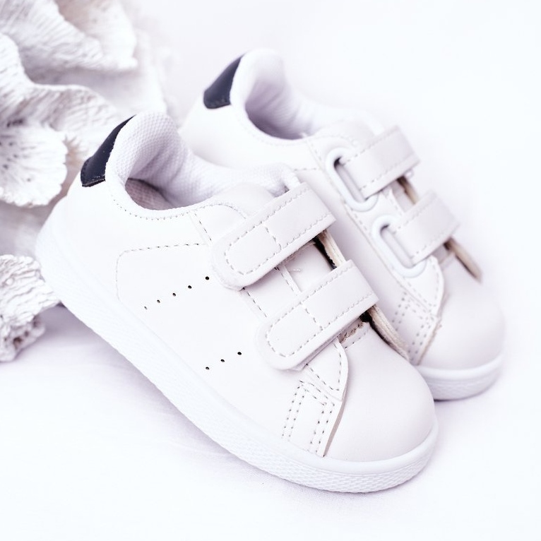 Dětské bílé a tmavě modré kalifornské tenisky se suchým zipem bílý 2