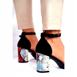 Dámské sandály na vysokém podpatku Sergio Leone černé SK873 černá vícebarevný 2