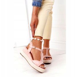 PG1 Růžové klínové sandály Graciosa s copánky růžový 2