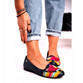 Kožené balerínky Maciejka s třásněmi Navy Blue 04016-17 námořnická modrá vícebarevný 1