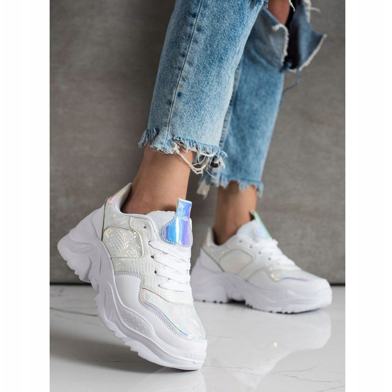 Weide Eko kožené tenisky s potiskem hada bílý 2