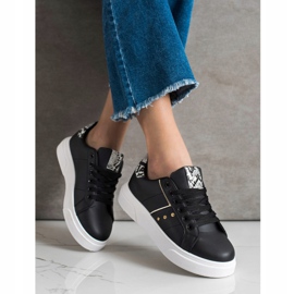 SHELOVET Eko kožené tenisky černá 2