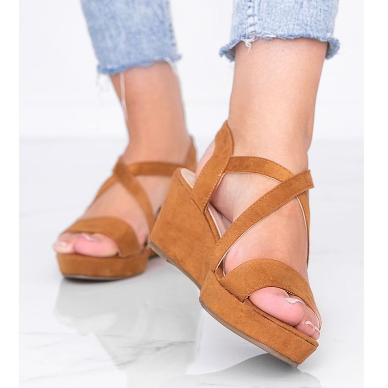 Klínové sandály Camel Bianco hnědý 1