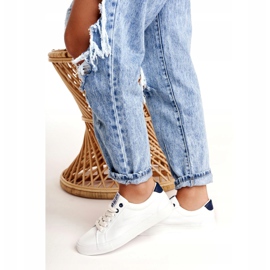 Dámské kožené tenisky Big Star BB274211 bílé a tmavě modré bílý námořnická modrá 3