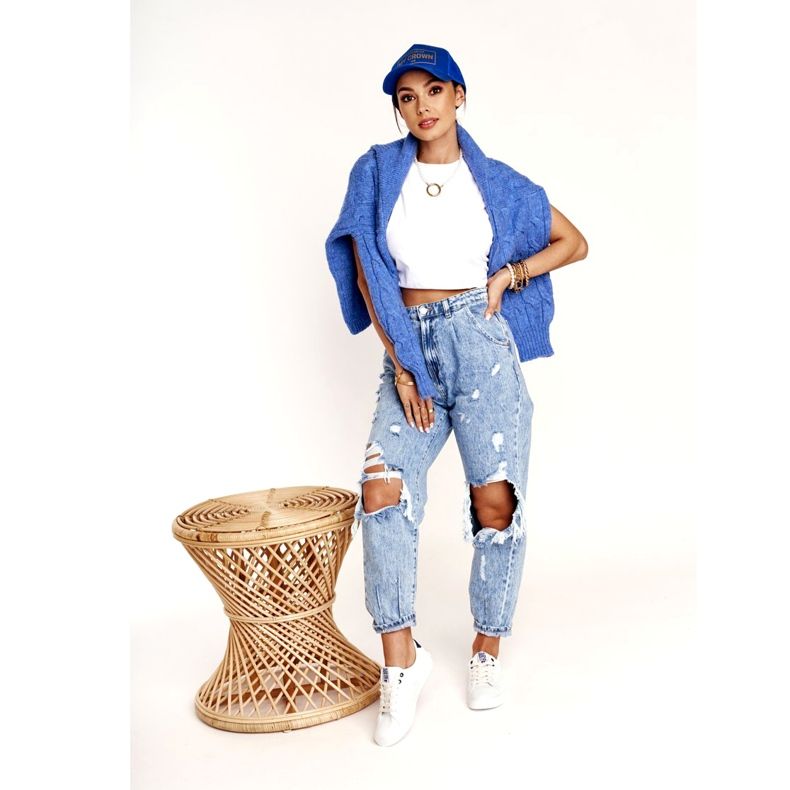 Dámské kožené tenisky Big Star BB274211 bílé a tmavě modré bílý námořnická modrá 1